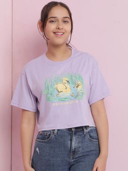 Lil Tomatoes - Lilac Girls Graphic Cotton Crop Top
