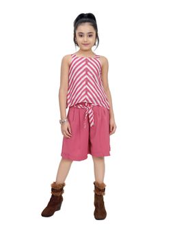 TINY GIRL - Onion Pink Spaghetti Neck Sleeveless Top with Regular Shorts (Set of 2)