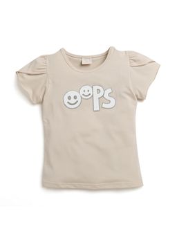 TINY GIRL - Fawn Roung Neck Half Sleeves Fancy Patche Top