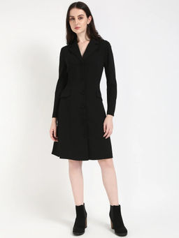 Calvin Klein - Polyester Notch Collar Blazer Knee Length Dress