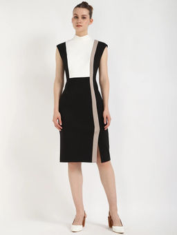 Calvin Klein - Polyester High-Neck Sheath Knee Length Dress