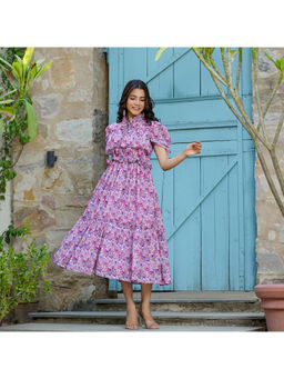 Noun - Joelle Lilac Floral Midi Dress