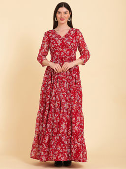 Noun - Brianna Red Flared Maxi Dress