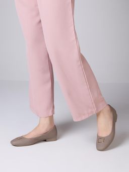 Inc.5 - Women Beige Party Solid Pattern Round Toe Pumps