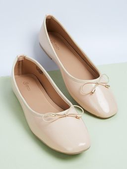 max - Women Beige Bow-Detailed Ballerinas