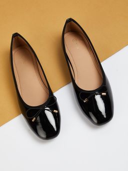 max - Women Black Bow-Detailed Ballerinas