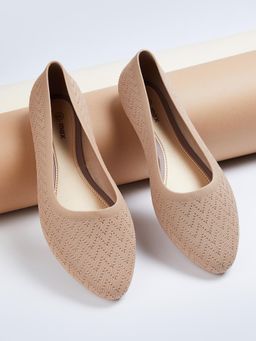 max - Women Beige Perforations Ballerinas