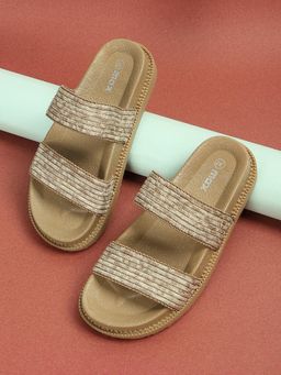 max - Women Beige Textured Straps Sandals