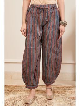 TAHILIYA - Blue Striped Hand Block Izhaar Salwar