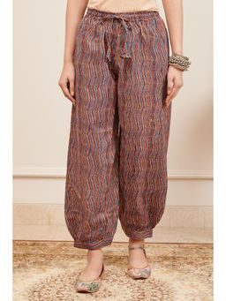 TAHILIYA - Maroon Striped Hand Block Izhaar Salwar