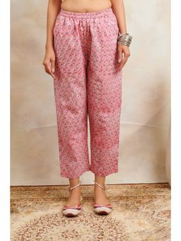 TAHILIYA - Pink Blue Hand Block Printed Farsi Pants