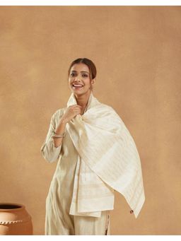 Fabindia - Cream Silk Hand Block Printed Stole