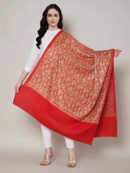 MUFFLY - Women Embroidered Wool Red Shawl