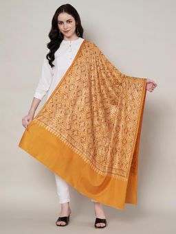 MUFFLY - Women Embroidered Wool Yellow Shawl