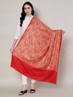 MUFFLY - Women Floral Wool Red Shawl