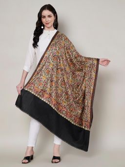 MUFFLY - Women Floral Wool Black Shawl