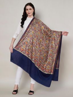 MUFFLY - Women Floral Wool Blue Shawl