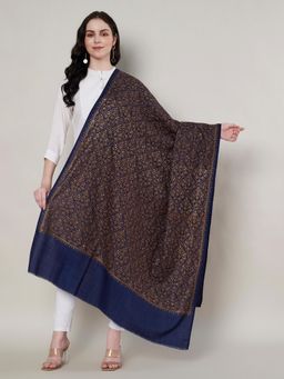 MUFFLY - Women Floral Wool Blue Shawl