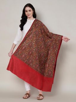 MUFFLY - Women Embroidered Wool Red Shawl