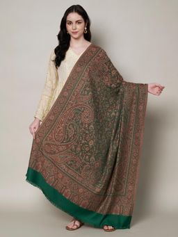 MUFFLY - Women Floral Wool Green Shawl