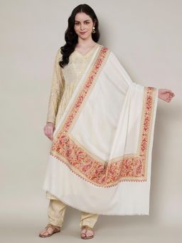 MUFFLY - Women Paisley Wool White Shawl