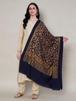 MUFFLY - Women Floral Wool Blue Shawl