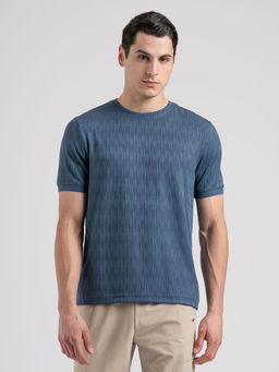 Red Tape - Men Teal Textured T-Shirt