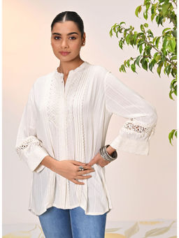 Lakshita - Kahkashan Watermelon Ivory Embroidered Tunic for Women