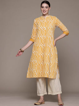 Readiprint - A Line Style Cotton Fabric Yellow Color Kurta