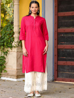Juniper - Pink Plus Size Straight Kurta Crafted with Rayon Fabric