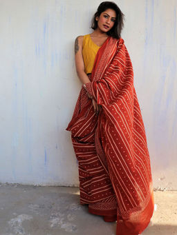 Chidiyaa - Butterfly Girls Caria Handblockprinted Cotton Saree