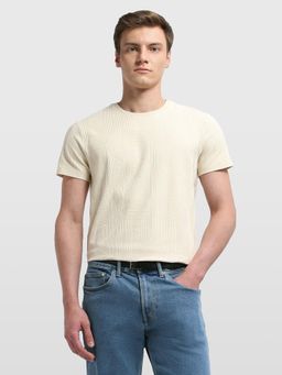 Arrow Newyork - Beige Self Design Geometric Beyond Dawn T-Shirt