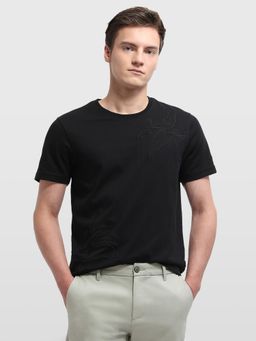 Arrow Newyork - Black Embroidered Fluidic City T-Shirt