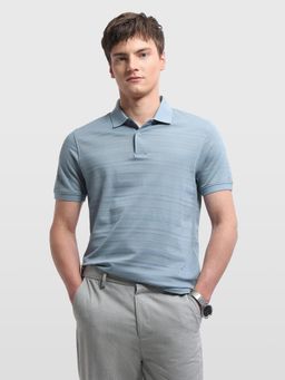 Arrow Sports - Blue Horizontal Striped Regular Fit Polo T-Shirt