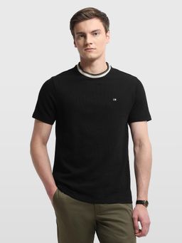 Arrow Sports - Black Textured Regular Fit T-Shirt