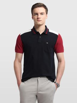 Arrow Sports - Navy Blue Colorblocked Regular Fit Polo T-Shirt