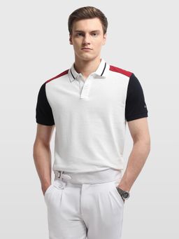 Arrow Sports - White Colorblocked Regular Fit Polo T-Shirt