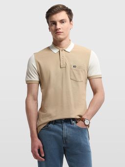 Arrow Sports - Beige Colorblocked Regular Fit Polo T-Shirt