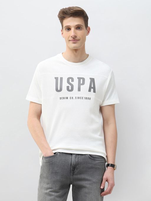 U.S. Polo Assn. Denim Co. White Textured Brand Printed Motel On The Coast T-Shirt