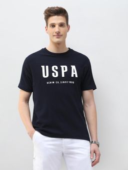 U.S. Polo Assn. Denim Co. - Navy Blue Textured Brand Printed Motel On The Coast T-Shirt