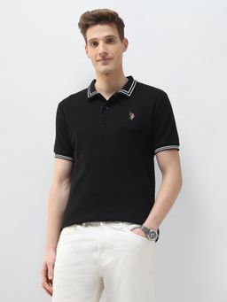 U.S. Polo Assn. Denim Co. - Black Textured Motel On The Coast Polo T-Shirt