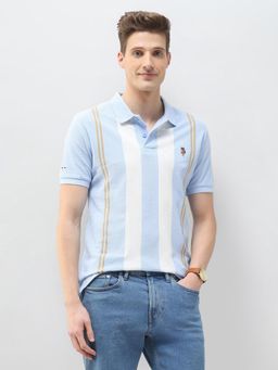 U.S. Polo Assn. Denim Co. - Blue Vertical Striped Motel On The Coast Polo T-Shirt