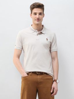 U.S. Polo Assn. Denim Co. - Grey Solid Summer House Slim Fit Polo T-Shirt