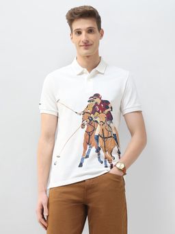 U.S. Polo Assn. Denim Co. - White Graphic Brand Printed Motel On The Coast Polo T-Shirt