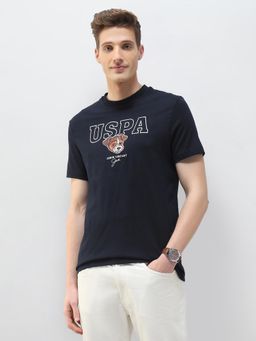 U.S. Polo Assn. Denim Co. - Navy Blue Graphic Brand Embroidered Motel On The Coast T-Shirt