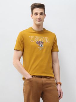 U.S. Polo Assn. Denim Co. - Mustard Graphic Brand Embroidered Motel On The Coast T-Shirt