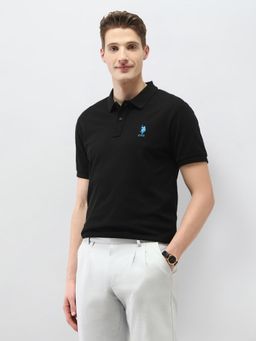 U.S. POLO ASSN. - Black Solid Slim Fit Polo T-Shirt