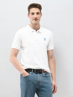 U.S. POLO ASSN. - White Solid Slim Fit Polo T-Shirt