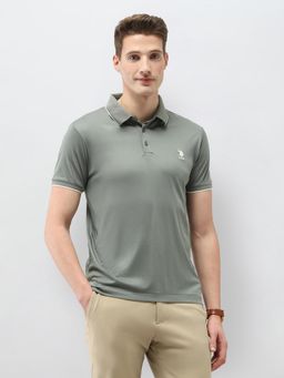 U.S. POLO ASSN. - Green Solid Regular Fit Polo T-Shirt