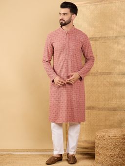 ETHNIC BAY - Men Coral Embroidered Straight Kurta